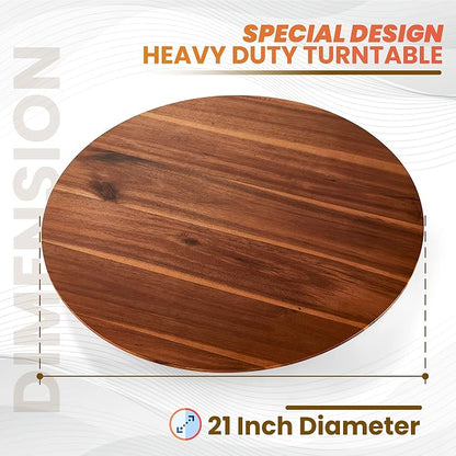 21" Acacia Wood Lazy Susan for Table Top - Image 3