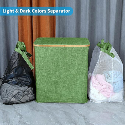 efluky Laundry Hamper with Lid, Double Laundry Hamper with 2 Removable Bags - Image 3