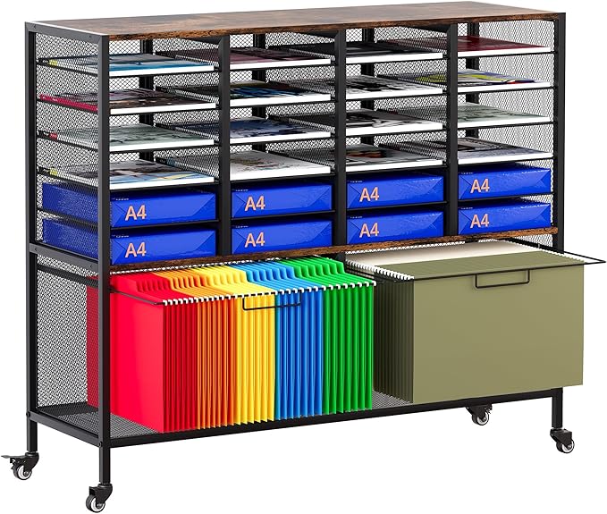 EasyPAG Rolling File Cart with 24 Slot Mail Organizer, Under Desk Storage with by EasyPAG