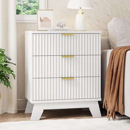 Fluted Nightstand, Mid Century Modern Wood Night Stand - Image 3