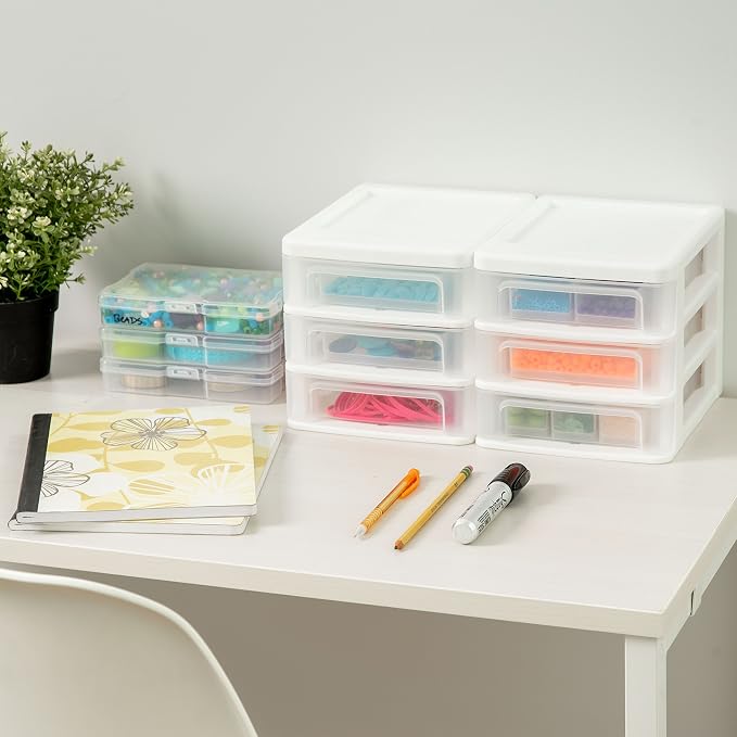 IRIS USA Small 3-Drawer Desktop Organizer, 4 Pack, - Image 2
