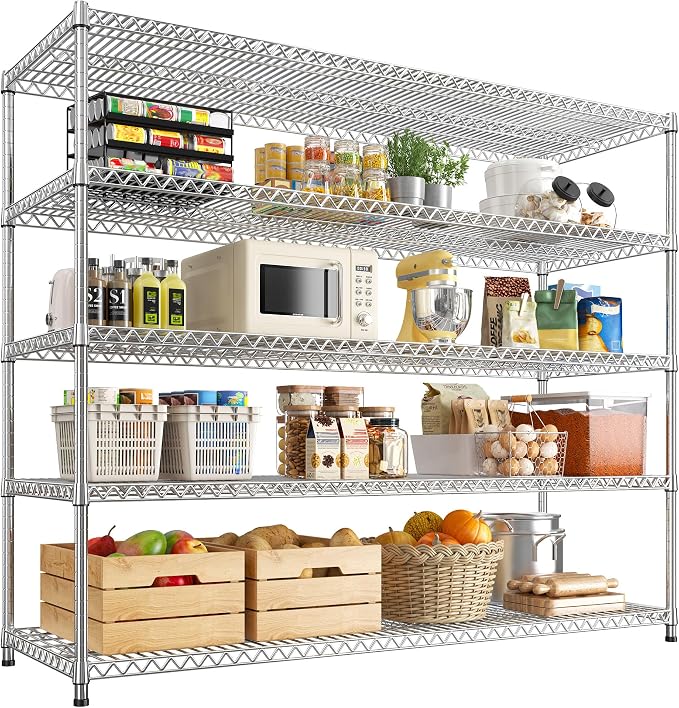 REIBII 55.5" W Storage Shelves 3200LBS Metal Shelving 5 Tier Wire Shelving by REIBII