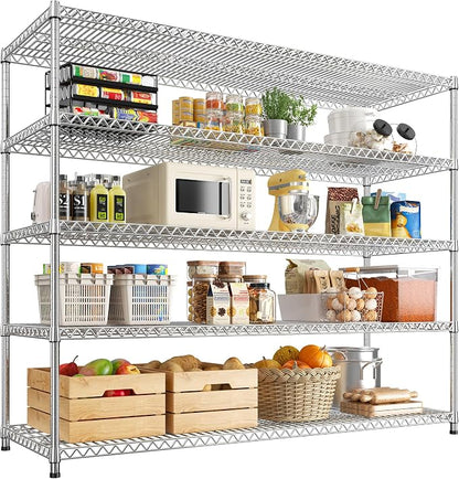 REIBII 55.5" W Storage Shelves 3200LBS Metal Shelving 5 Tier Wire Shelving by REIBII