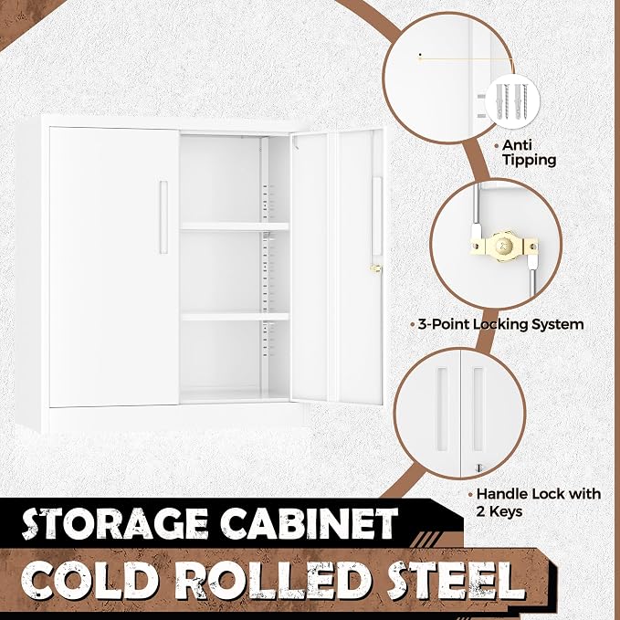 INTERGREAT Metal Garage Storage Cabinet, Small Steel Cabinet - Image 4