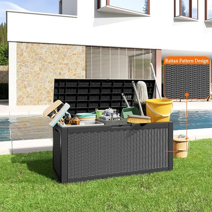 120 Gallon Resin Deck Box, Lockable Patio Outdoor Storage Box - Image 2