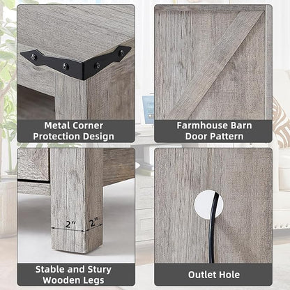 Nightstands Set of 2 with Charging Station, Farmhouse Night Stand with 2 - Image 9