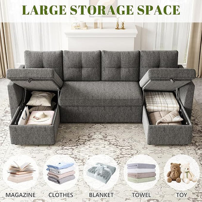 Huatean Home Oversized Sleeper Couch Sofa, 110 inch 2 in 1 Pull Out Couch - Image 5