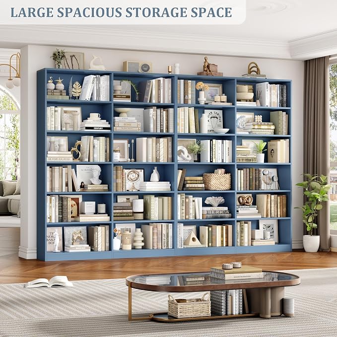 FACBOTALL Bookshelf and Bookcase, 6-Tier Double Wide Bookshelves, Freestanding - Image 6