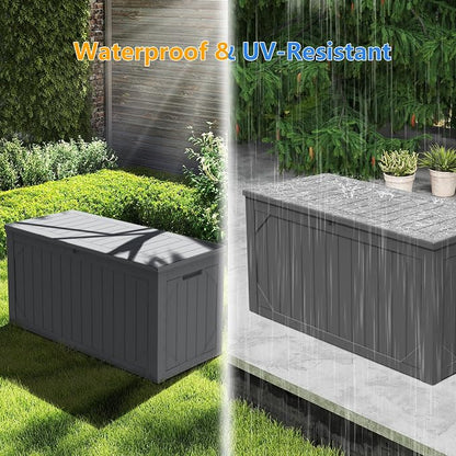 100 Gallon Outdoor Storage Box Waterproof, Resin Deck Box Storage Bin - Image 4