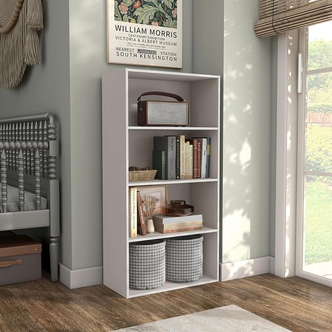Homes: Inside + Out Apexa 4-Tier Cube Storage Organizer Shelves, Stackable Wood - Image 12
