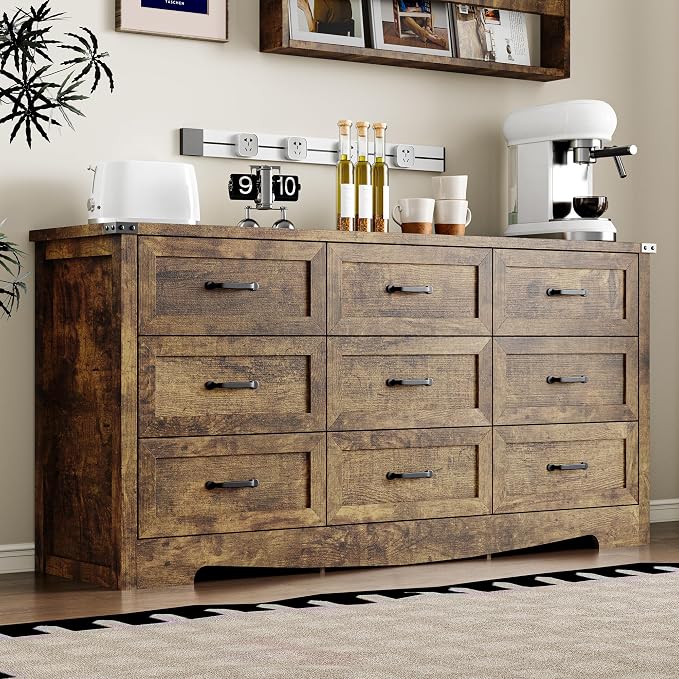 9-Drawer Dresser for Bedroom, Modern Wooden Chest of Drawers - Image 7