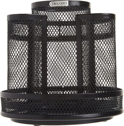 Rolodex Desk Organizer Rotating Office Supply Caddy Mesh Black - Image 2