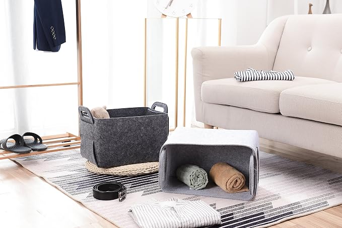 Storage Basket Felt Storage Bin Collapsible& Convenient Box Organizer - Image 4