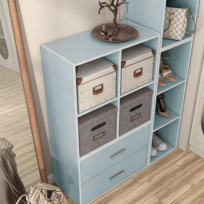 Homes: Inside + Out Apexa 4-Cube Storage Organizer Shelves, Stackable Wood - Image 13