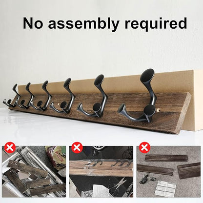 SKOLOO 36-Inch Wood Burnt Coat Rack Wall Mount - Image 5