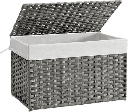 SONGMICS Storage Basket with Lid, Woven Blanket Storage Bin with Handles by SONGMICSbySONGMICSHOME
