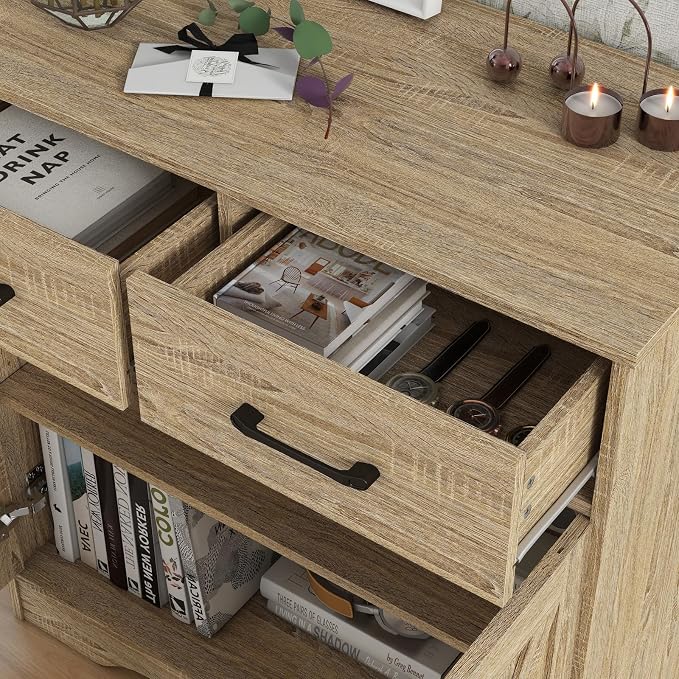 Panana Sideboard 2 Drawers 2 Doors Entryway Storage Cabinet Living Room - Image 6
