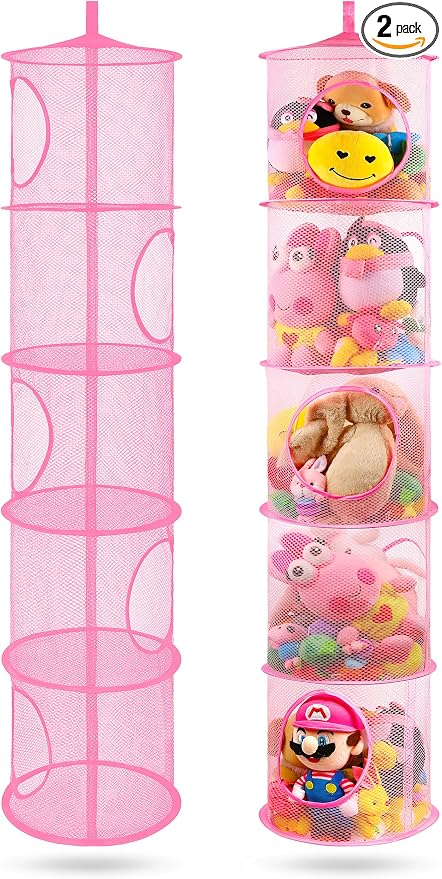 2Pcs Hanging Stuffed Animal Storage Hammock Net 5 Tiers, Holds Plushies by coastalrose