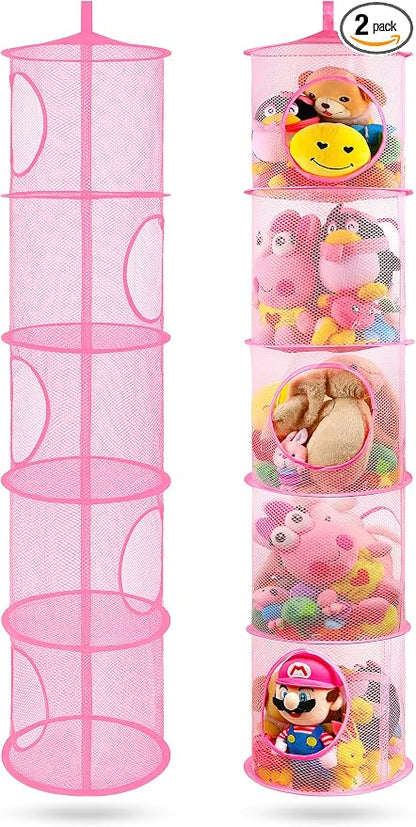 2Pcs Hanging Stuffed Animal Storage Hammock Net 5 Tiers, Holds Plushies by coastalrose