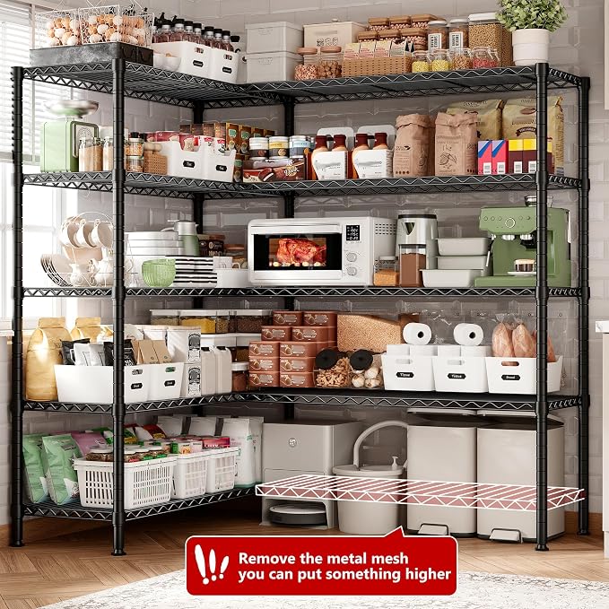 REIBII 72.8" W Storage Shelves Load 1600LBS, 5 Tier Metal Shelving Unit Wire - Image 5