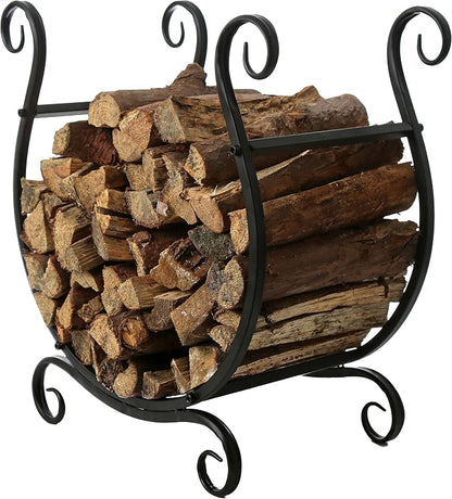 MyGift Black Metal Firewood Rack - Image 6