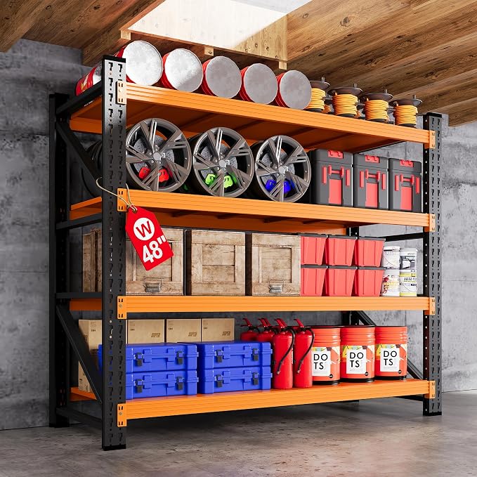 48" W Garage Storage Shelves Heavy Duty, 3000LBS Metal Shelving Units, 4 Tier by AFAIF
