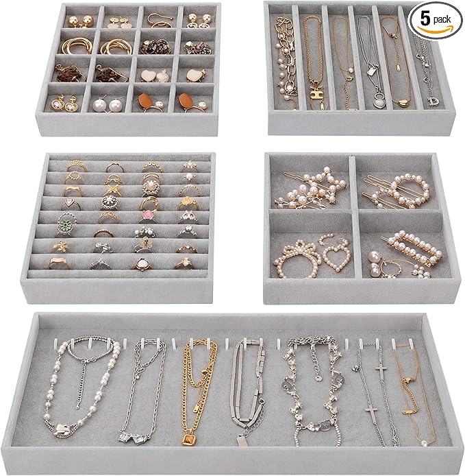 Fixwal Jewelry Organizers and Storage, 14in Stackable Jewelry Drawer Organizer by Fixwal