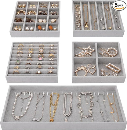 Fixwal Jewelry Organizers and Storage, 14in Stackable Jewelry Drawer Organizer by Fixwal