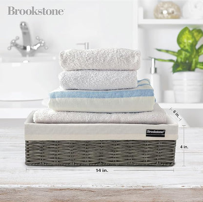 Brookstone Wicker Shelf Storage Basket Decorative Shelf Bin, bathroom - Image 4