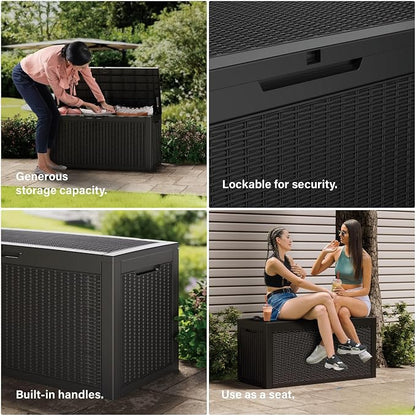 200 Gallon Outdoor Storage Box Waterproof Lockable Resin Deck Box Large - Image 8