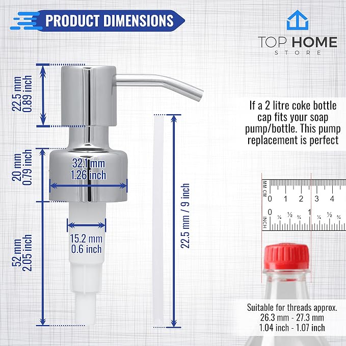 Stainless Steel Soap and Lotion Dispenser Pumps, Replacement - Image 2