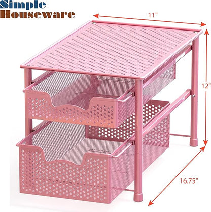 Simple Houseware Stackable 2 Tier Sliding Basket Organizer Drawer - Image 3