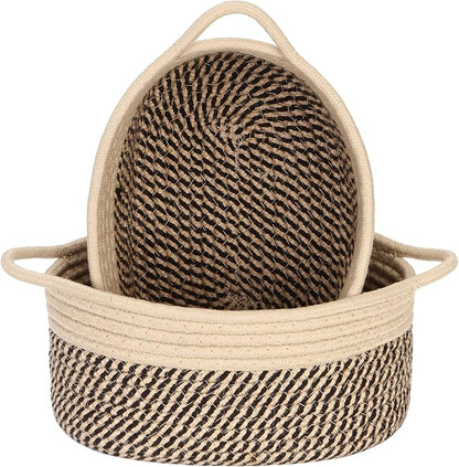 Sea Team 2-Pack Cotton Rope Baskets, Fabric Tray, Oval Open Dish by SeaTeam