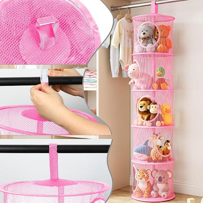 Hanging Stuffed Animal Storage Hammock Net 5 Tiers, Holds Plushies, Foldable - Image 4