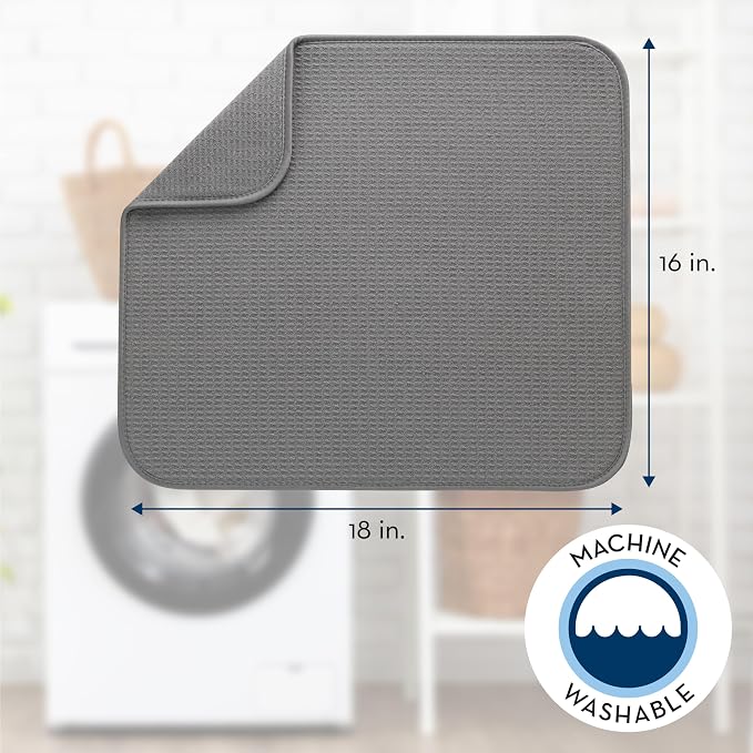 S&T INC. Dish Drying Mat 2 Pack, 16” x 18”, Absorbent Microfiber Kitchen - Image 6