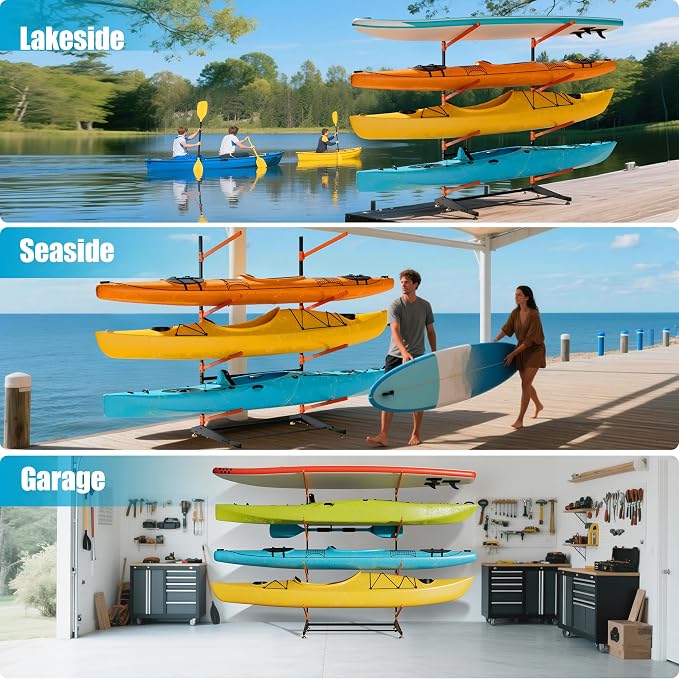 Kayak Storage Rack, Heavy-Duty Outdoor Canoe Rack, Reinforced, and Enhanced - Image 8