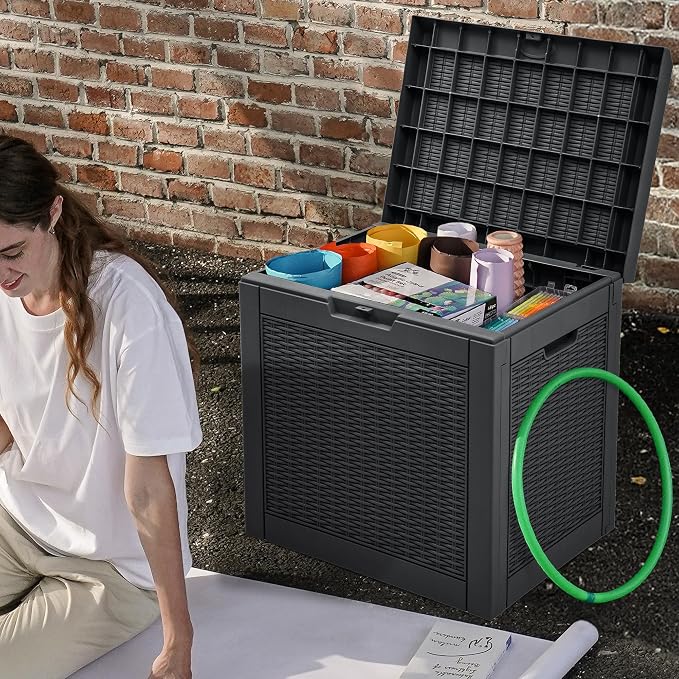 DWVO 32 Gallon Resin Storage Box, Indoor Outdoor Deck Box - Image 4