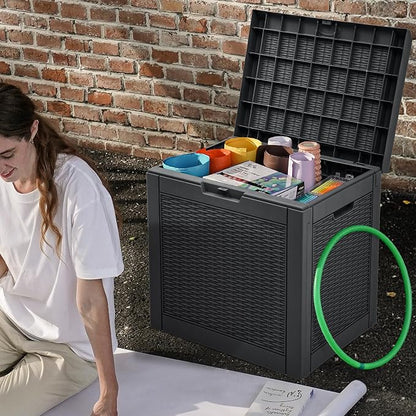 DWVO 32 Gallon Resin Storage Box, Indoor Outdoor Deck Box - Image 4