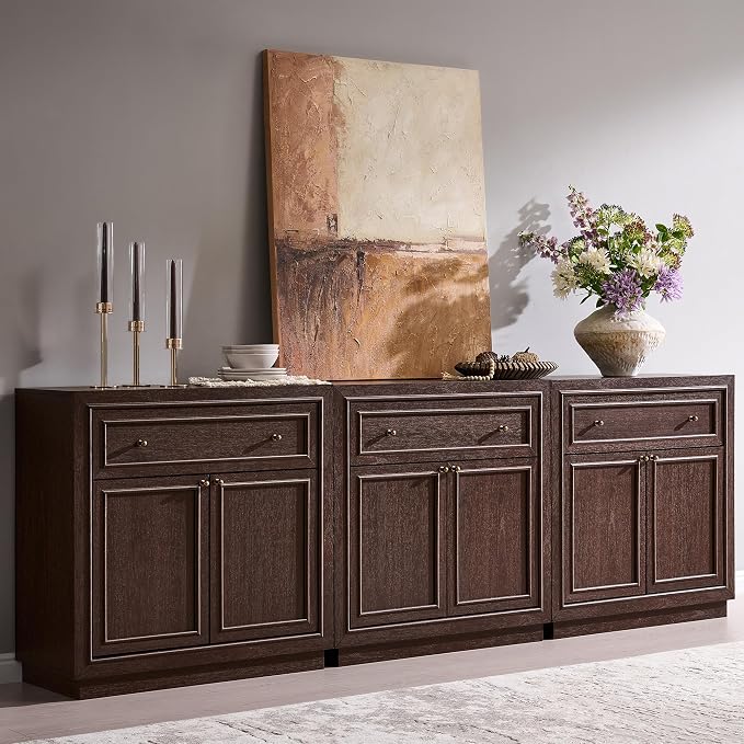ACCOHOHO Modern Farmhouse Buffet Cabinet, 94.5" Sideboard Credenza, Modular by ACCOHOHO