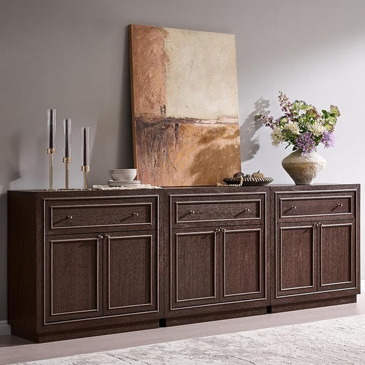 ACCOHOHO Modern Farmhouse Buffet Cabinet, 94.5" Sideboard Credenza, Modular by ACCOHOHO