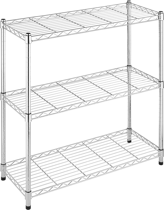Whitmor 3 Tier Shelving Unit, Metal Storage Shelves, 400 lbs Capacity per Shelf by Whitmor