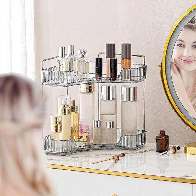 Corner Bathroom Countertop Organizer, 2 Tiers Vanity Trays - Image 7