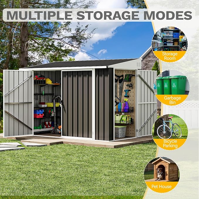 DWVO 7' x 4' Outdoor Storage Shed, Large Metal Tool Sheds, Heavy Duty Storage - Image 5