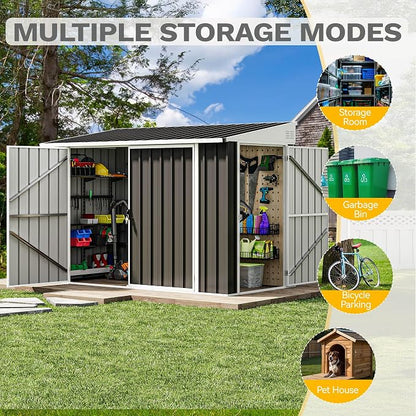 DWVO 7' x 4' Outdoor Storage Shed, Large Metal Tool Sheds, Heavy Duty Storage - Image 5