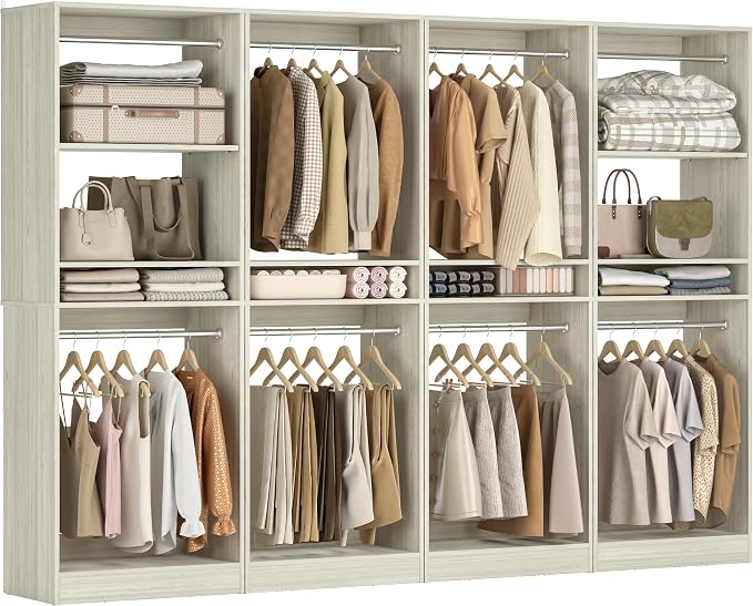 Unikito 100” Closet System, 8.3FT Wood Closet Storage Organizer by Unikito