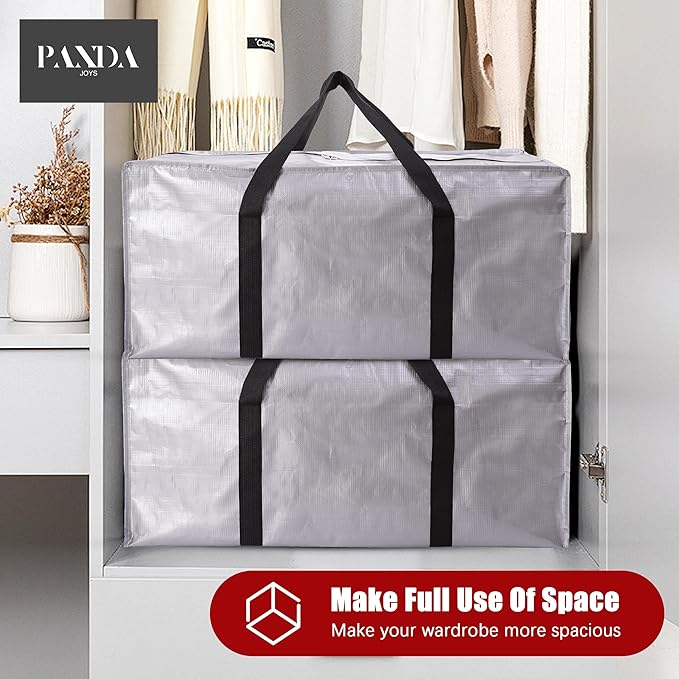 Extra Large Moving Bags with Zippers & Carrying Handles, Heavy-Duty Storage Tote - Image 7