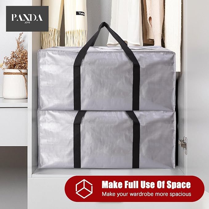 Extra Large Moving Bags with Zippers & Carrying Handles, Heavy-Duty Storage Tote - Image 7