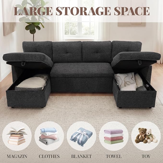 Huatean Home Oversized Sleeper Sofa Couch, 100 inch 2 in 1 Pullout Couch Bed - Image 5