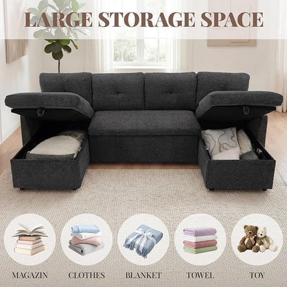 Huatean Home Oversized Sleeper Sofa Couch, 100 inch 2 in 1 Pullout Couch Bed - Image 5