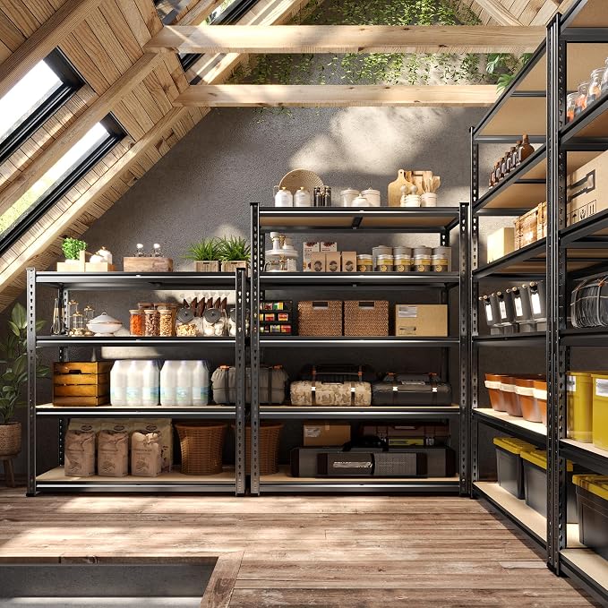 72" H Garage Shelving, 5 Tier Storage Shelves Load 2500 lbs, Adjustable Garage - Image 7